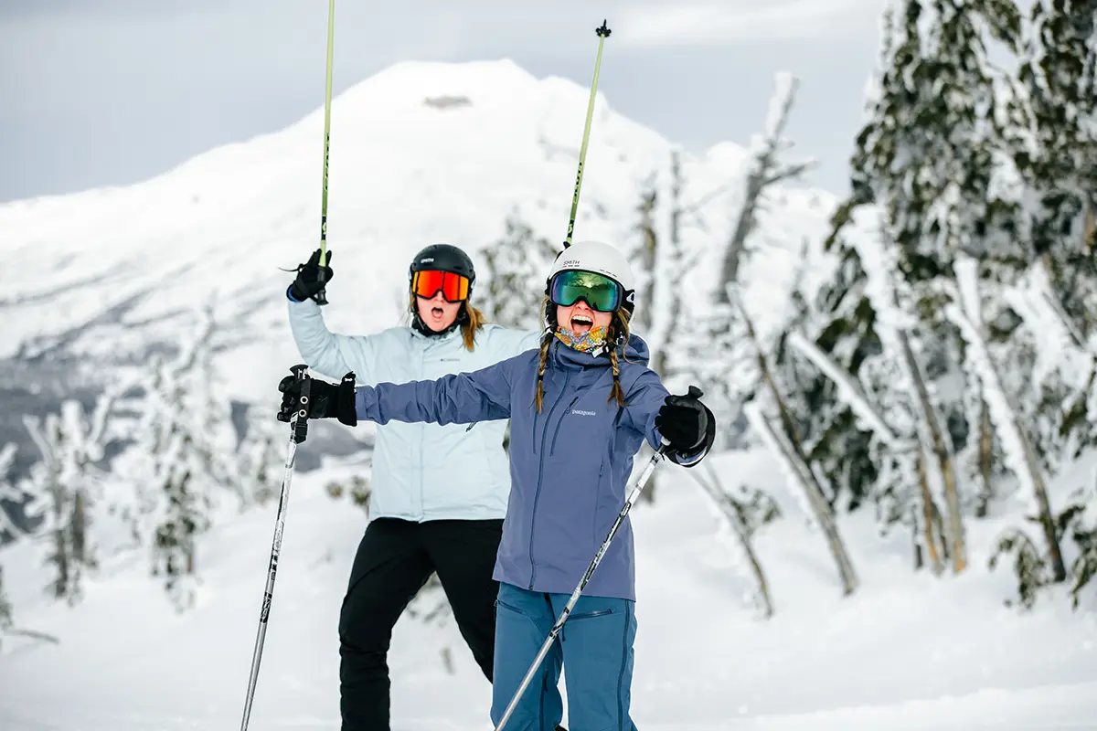 Friends excited to ski at Mt. Bachelor