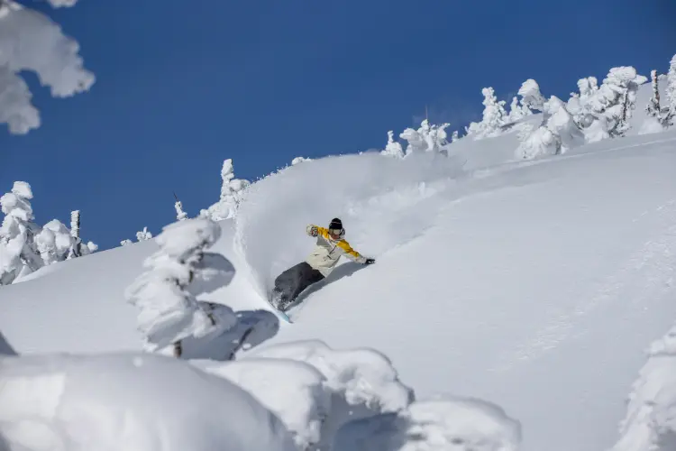 Snowboard riding at Mt. Bachelor near Bend, Oregon
