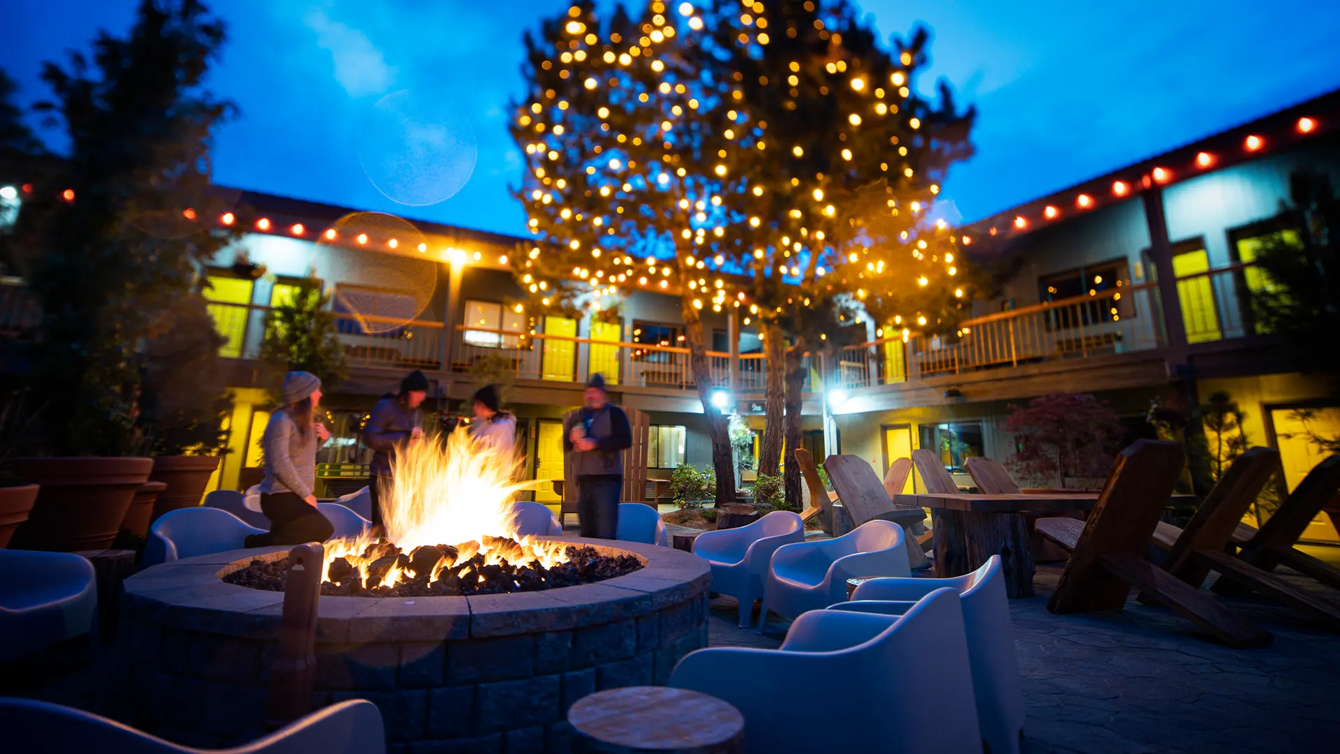 Fire pit at Campfire Hotel in Bend, OR
