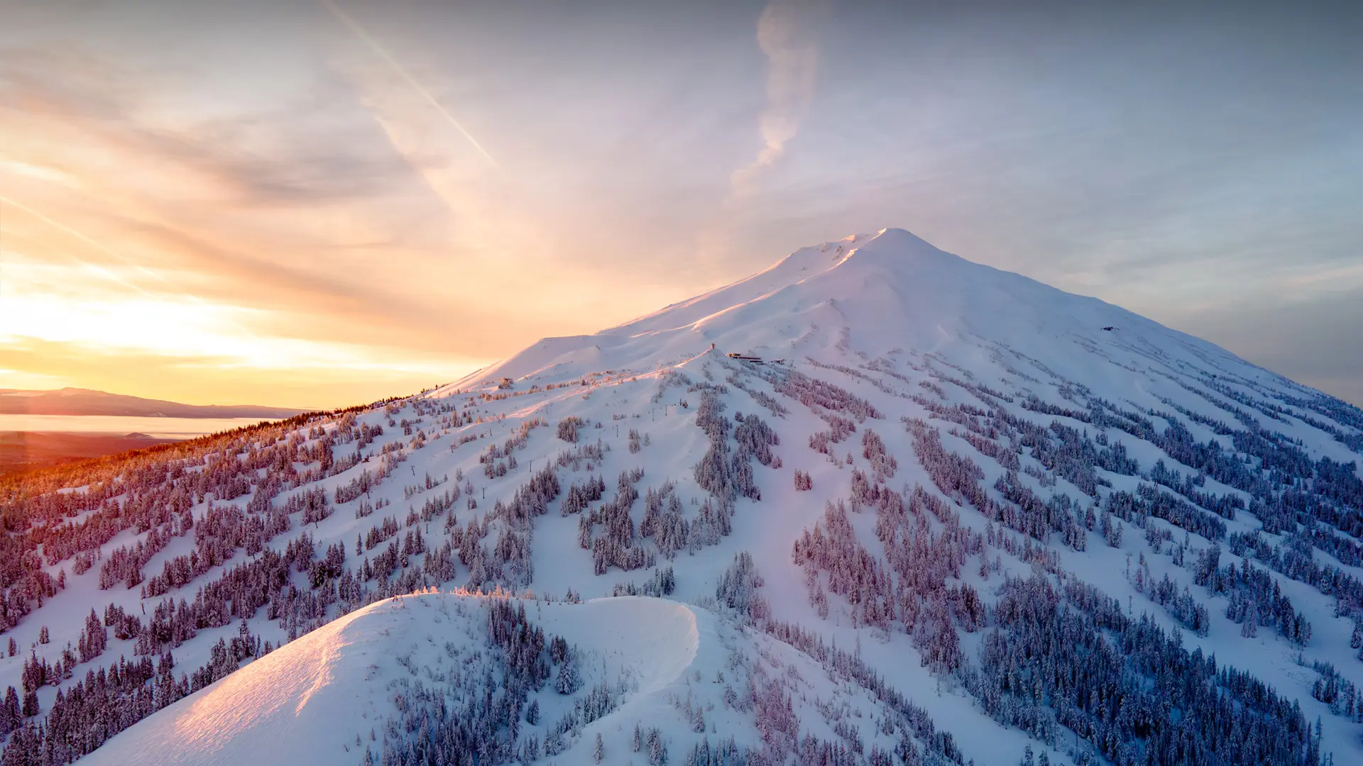 Scenic view of Mt. Bachelor at Sunrise taken on New Year's Eve, December 31, 2024.