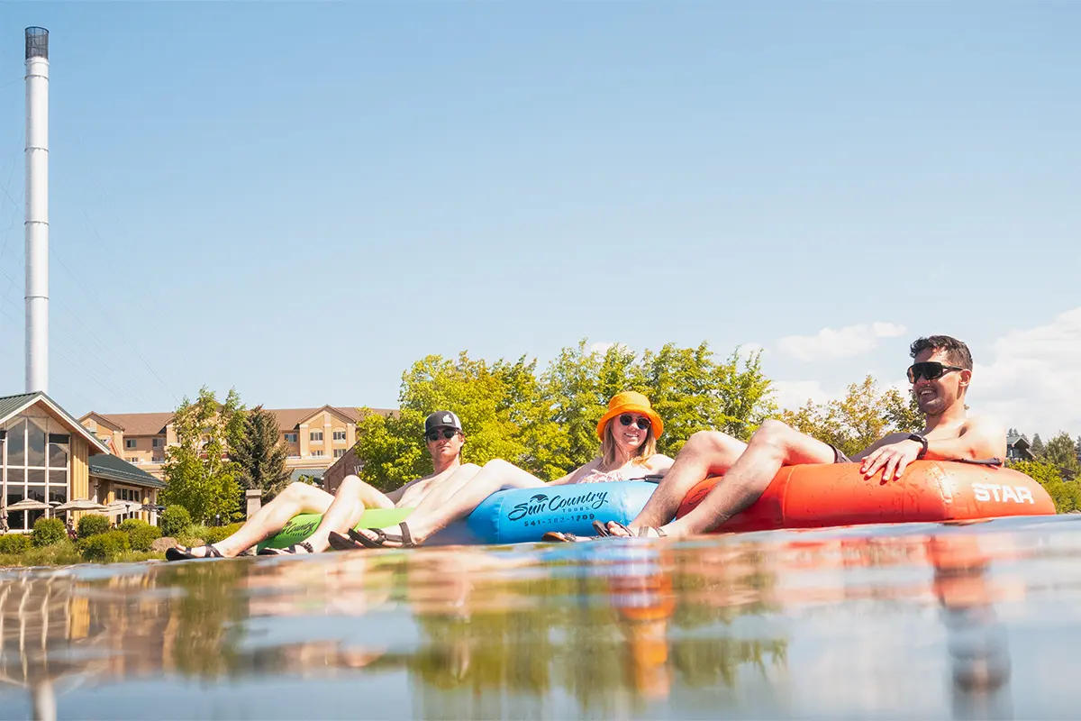 Summer group tubing the Deschutes River