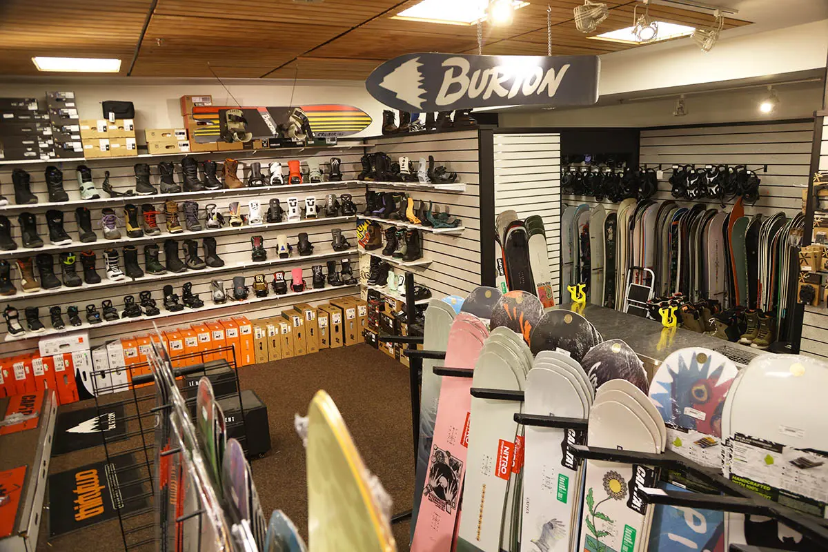 Demo skis and snowboards are available to try before you buy in Mt. Bachelor Sports Pro Shop