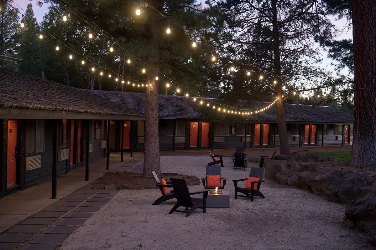 Fire pits at Trailhead Lodge.