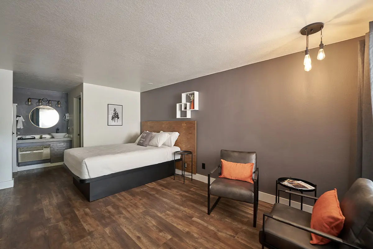 Room at Trailhead Lodge.